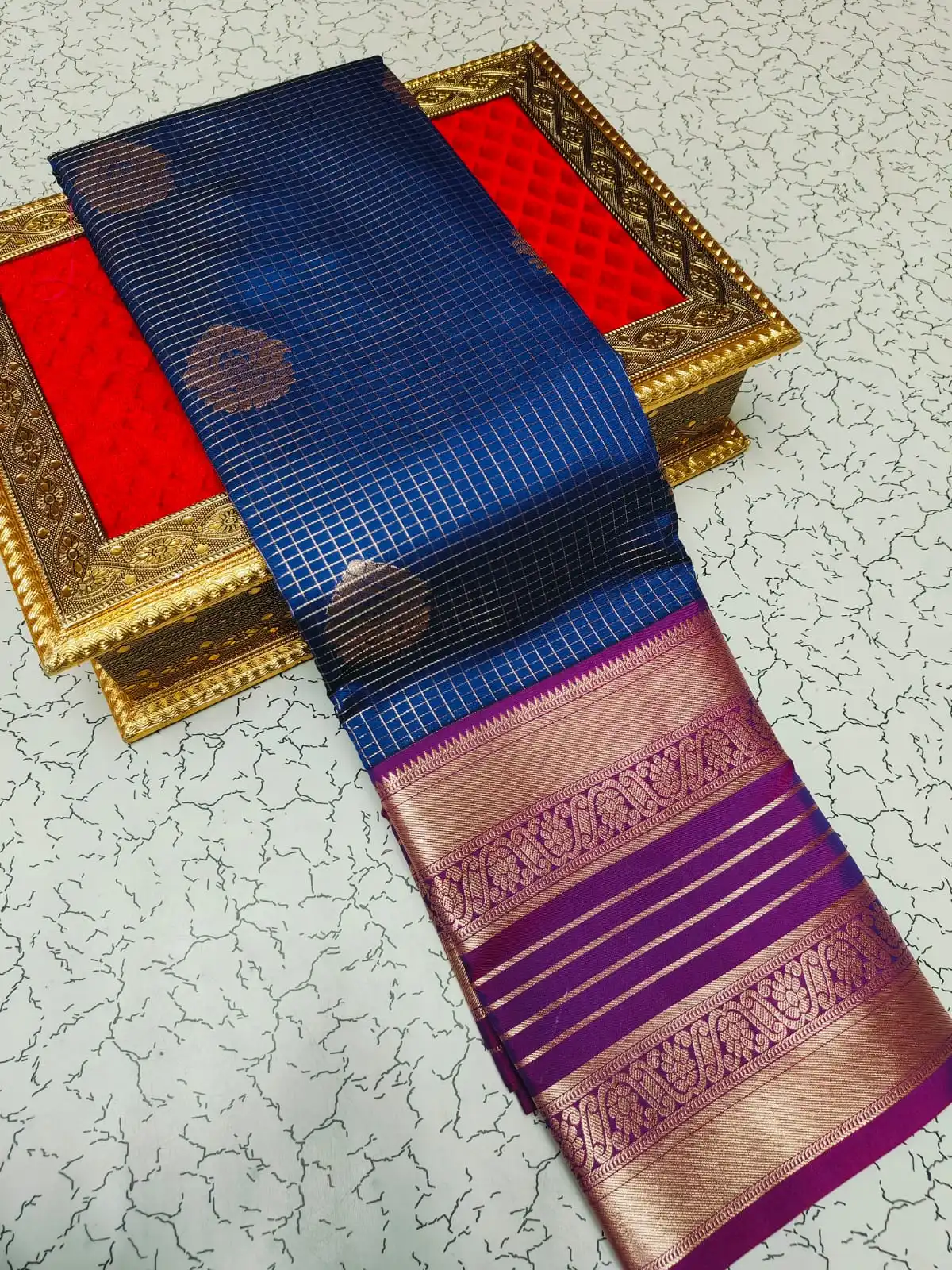 Rudraksha Kattam Butta Semi Kanchipuram Silk Saree